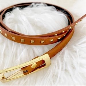 Gold Studded Leather Waist Belt